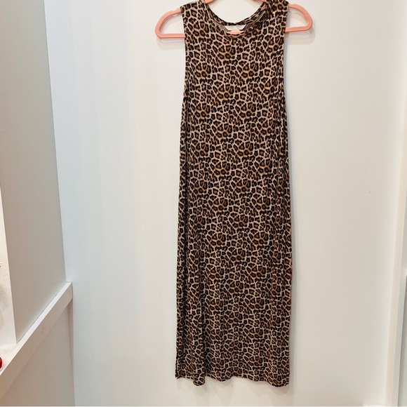 H & M Leopard Sleeveless Jersey Maxi Dress sz Medium - Picture 2 of 9